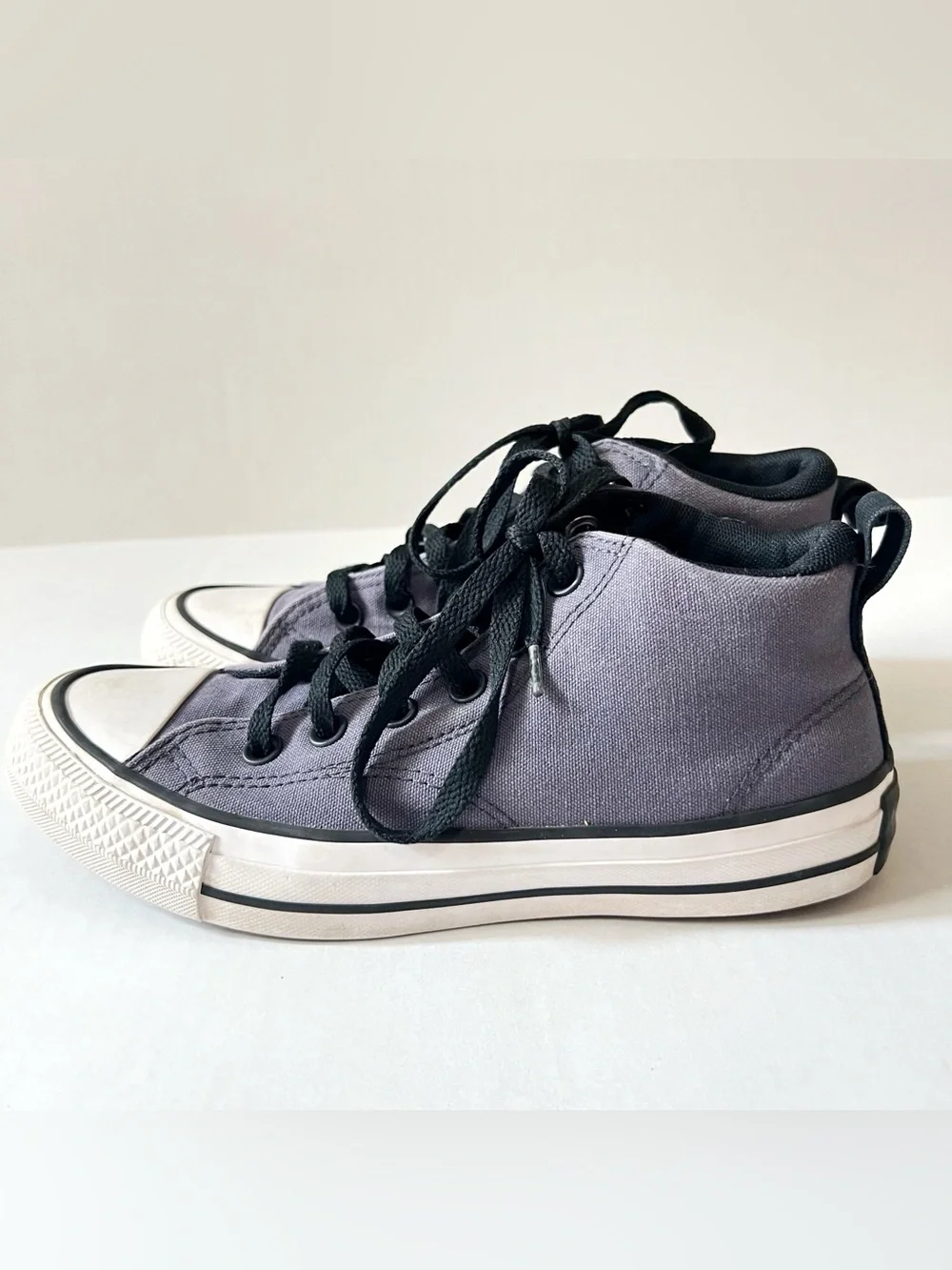 Converse Kids High-Top Sneakers in Gray with Black Laces